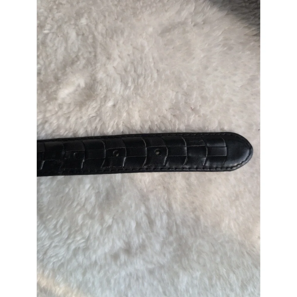 Men's  Black Woven Laced Genuine Bull Leather Casual Dress Belt 1